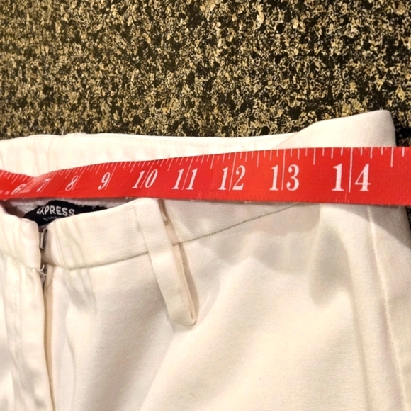 Express White Stretch Fabric Flat Front 2 Back Pockets Women size 5/6 (28 waist) - Picture 13 of 15